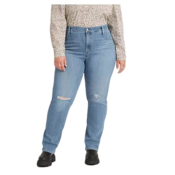 Levi's 724 Blue High Waist Slim Straight Jeans Womens Plus Size 22W - Picture 1 of 16